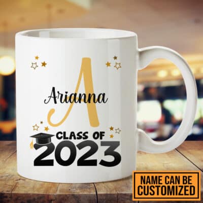 Alternative view of Personalized Name Class of 2023 Grad Present Inspirational High School College Masters Degree Monogram Mug - Accent Mug. Graduation Gifts for Him Her