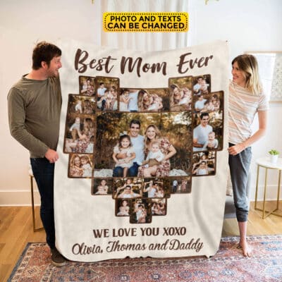 Alternative view of Personalized Best Mom Ever Custom Photo Blanket - Birthday Gifts for Mom from Daughter Son with Pictures