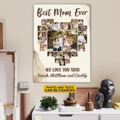 Alternative view of Personalized Best Mom Ever Custom Photo Canvas - Birthday Gifts for Mom from Daughter Son with Pictures Wall Art
