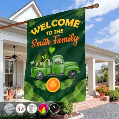 Alternative view of Personalized Welcome To Family Name Happy St Patrick Day Flag - Irish Garden Flag - House Flag
