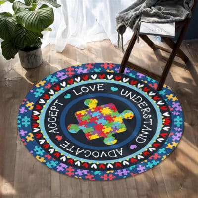 Autism Accept Love Understand Advocate Awareness Rug Floor Mat - Autism Awareness Month Mat