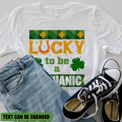 Alternative view of Personalized St Patrick Day Lucky Shamrocks Shirt Lucky To Be Teacher Nurse Trucker Custom Job Title T-Shirt