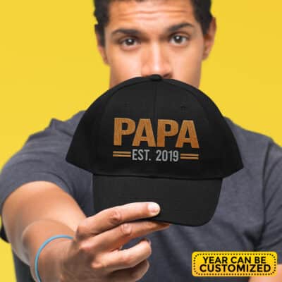 Alternative view of Personalized Year Mens Papa Est 2023 2024 Hat - Fathers Day 2023 2024, New Daddy Birthday, Dada Twill Cap