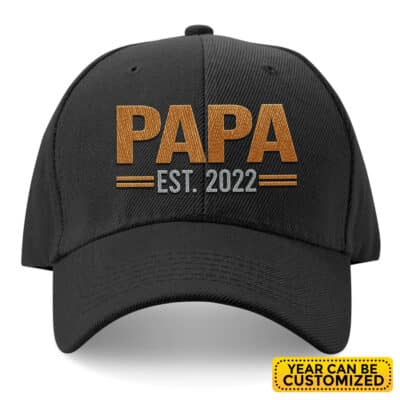 Personalized Year Mens Papa Est 2023 2024 Hat - Fathers Day 2023 2024, New Daddy Birthday, Dada Twill Cap