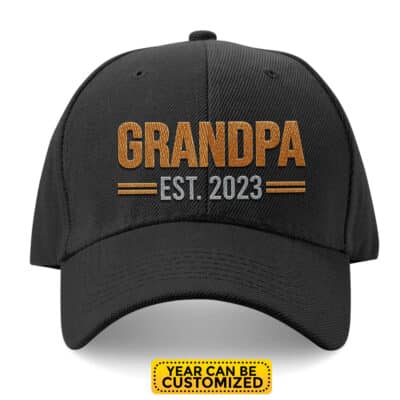 Personalized Year Mens Grandpa Est 2023 2024 Hat - Fathers Day 2023 2024, New Grandpa Birthday, Dada Twill Cap