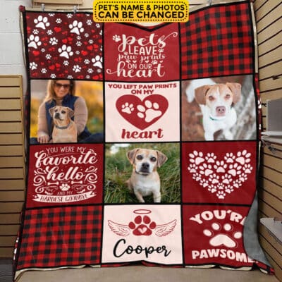 Personalized Gifts Pet Dog Memorial - In Loving Memory of Loss Dog Custom Blanket with Dog Pictures and Name