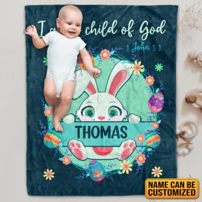 Personalized Baby Blanket with Name I Am A Child of God - Custom Baby Blankets for Boys Girls