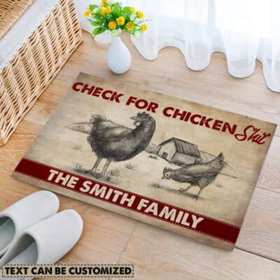 Check for Chicken Shit Personalized Family Name Doormat Floor Mat Decor