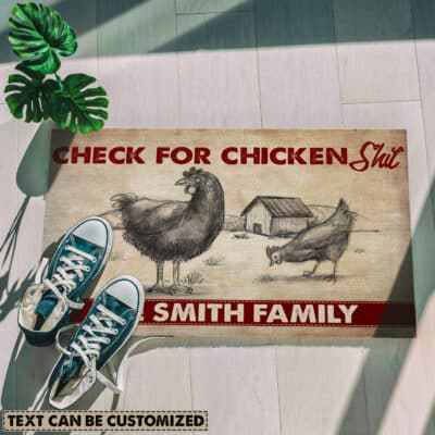 Alternative view of Check for Chicken Shit Personalized Family Name Doormat Floor Mat Decor