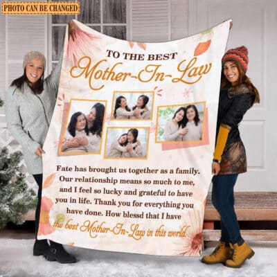 Alternative view of To The Best Mother In Law Personalized Photo Throw Blanket - Mother in Law Blanket Mom Gifts Mother Daughter Son
