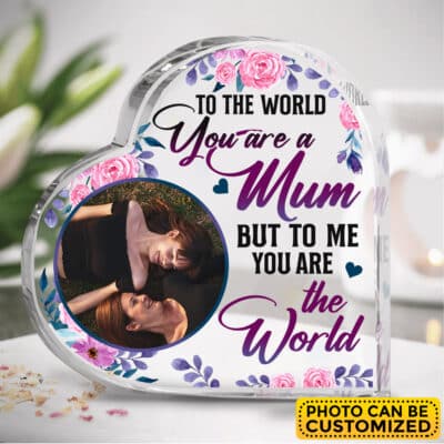 Alternative view of Personalized Photo Mom Acrylic Plaque To The World You Are A Mom To Me You Are The World Keepsake Acrylic