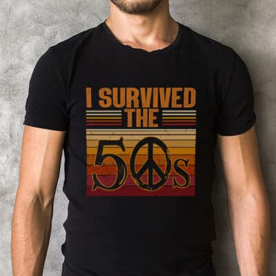 Alternative view of I Survived The 50s Hippie Vintage Retro T-Shirt - 50th Birthday Gift Tee for Women Men