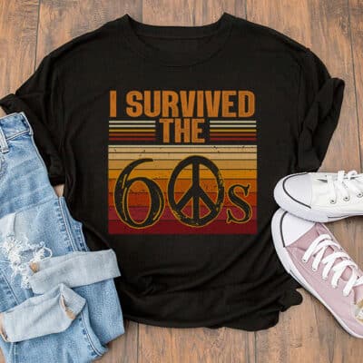 I Survived The 60s Hippie Vintage Retro T-Shirt - 60th Birthday Gift Tee for Women Men