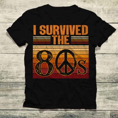 Alternative view of I Survived The 80s Hippie Vintage Retro T-Shirt - 80th Birthday Gift Tee for Women Men
