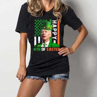Alternative view of Happy 4th Of Easter Joe Biden St Patricks Day Leprechaun T-Shirt