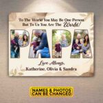 Papa You Are The World Personalized Photo Canvas Poster - Dad To The World Wall Art Decor - Fathers Day Gifts