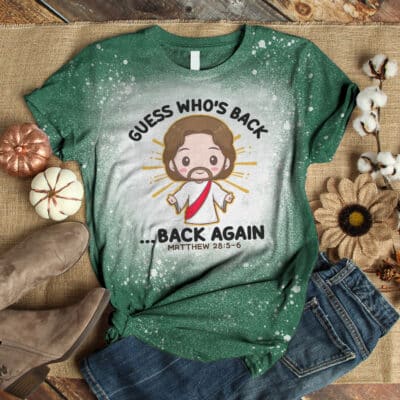 Alternative view of Guess Who's Back? Back Again Happy Easter Jesus Christ Bleached T-Shirt