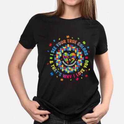 Alternative view of I See Your True Colors Puzzle World Autism Awareness Month T-Shirt - Autism Awareness Gift Shirt
