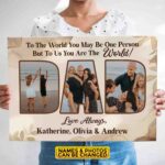 Dad You Are The World Personalized Photo Canvas Poster - Dad To The World Wall Art Decor - Fathers Day Gifts