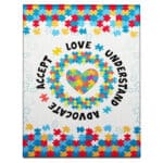 Autism Accept Love Understand Advocate Rectangle Rug Floor Mat - Autism Awareness Month Mat