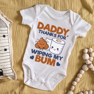 Alternative view of Daddy Thanks for Wipping my Bump Baby Bodysuit - 1st Fathers Day Baby Onesie