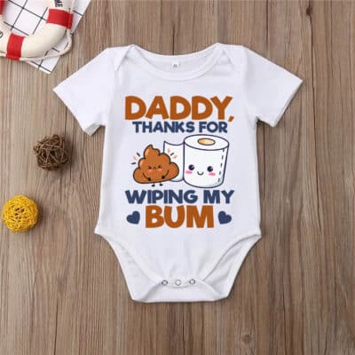 Daddy Thanks for Wipping my Bump Baby Bodysuit - 1st Fathers Day Baby Onesie