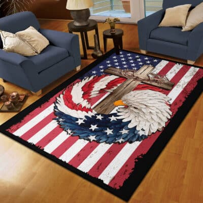 Alternative view of 4th of July Memorial Day Independence Day Patriotic Ealge Rug - Floor Mat