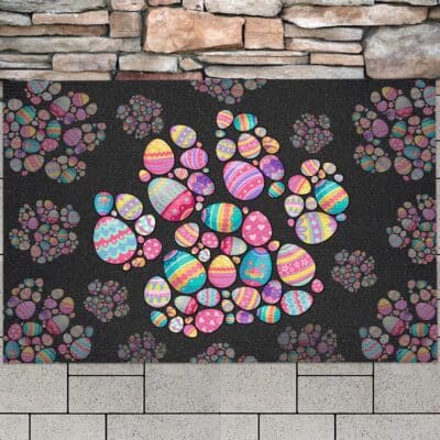 Alternative view of Easter Puppy Paws Dog Door Mat - Happy Easter Eggs Color Outdoor Doormat for Entryway Indoor Entrance