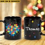 Personalized Love Heart Graphic Autism Coffee Mug - Autism Awareness Cups