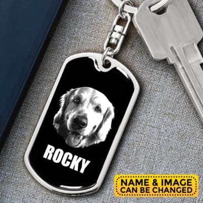Personalized Pet Drawing Portrait Dog Tag Keychain - Custom Dog Portrait Gift - Dog Cat Pet Gifts