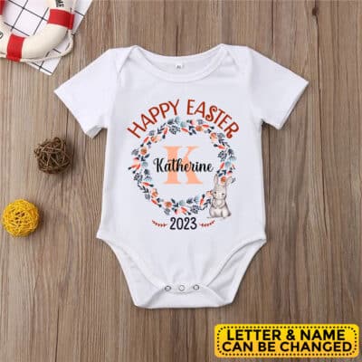 Personalized Happy 1st Easter 2023 Baby Bodysuit - Custom First Easter Baby Onesie Baby & Toddler Clothing
