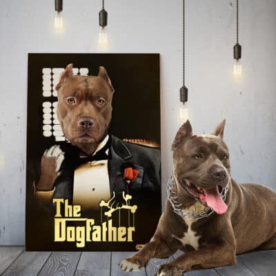 The GODFATHER - Custom Pet Drawing Canvas Poster - Personalized Pet Portrait Decor Wall Art
