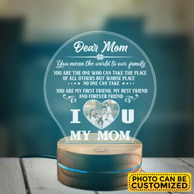 Alternative view of Personalized Photo Dear Mom You Mean The World To Our Family Night Light - Mom Gift LED Light - Mothers Day Gifts