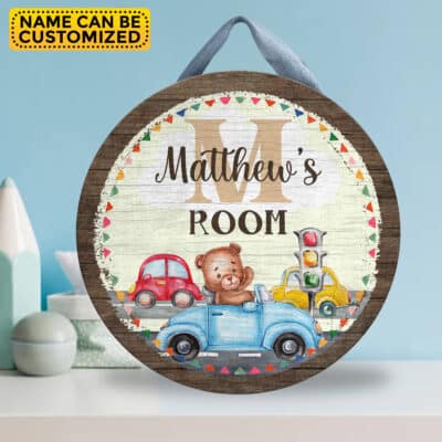 Alternative view of Personalized Mono Name Car Door Sign - Custom Car Baby Bedroom Nursery Wall Wooden Sign Decor