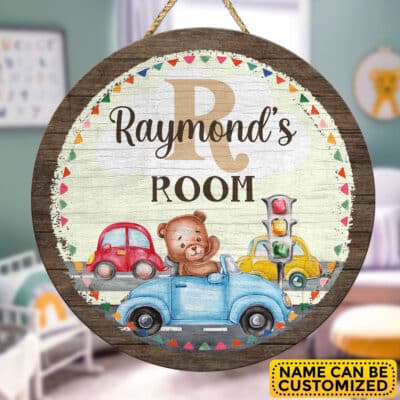 Personalized Mono Name Car Door Sign - Custom Car Baby Bedroom Nursery Wall Wooden Sign Decor