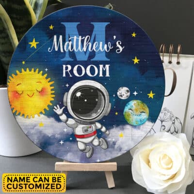 Alternative view of Personalized Mono Name Unispace Galaxy Door Sign - Custom Unispace Galaxy Baby Bedroom Nursery Wall Wooden Sign Decor