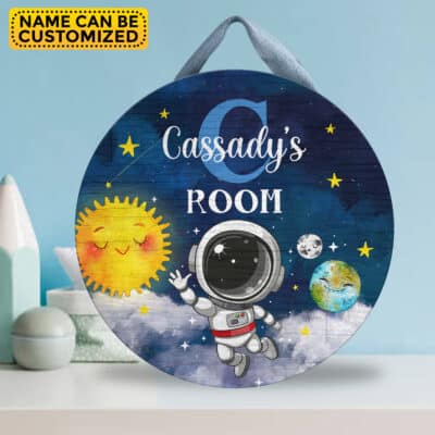 Personalized Mono Name Unispace Galaxy Door Sign - Custom Unispace Galaxy Baby Bedroom Nursery Wall Wooden Sign Decor