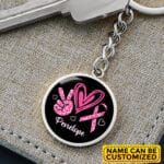 Peace Love Cure Cancer Awareness Personalized Keychain - Custom Cancer Survivor Support Key Chain