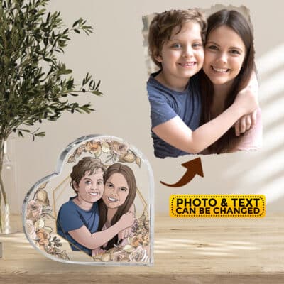 Alternative view of Personalized Portrait from Photo Mom Son Daughter Acrylic Plaque Keepsake - Custom Drawing Family Mothers Day Gift