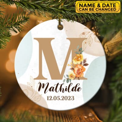 Personalized Mono Name Date Baby Birthday Ornament Keepsake - Custom Birthday Gift