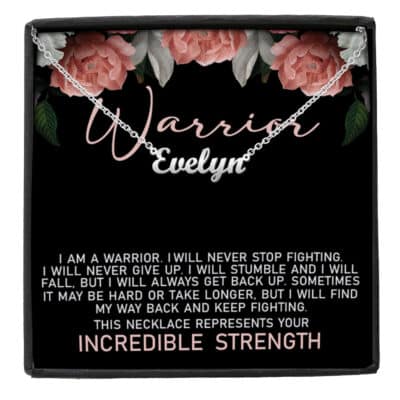 Cancer Warrior Jewelry - Encouragement Gifts for Women Love Knot Necklace - Cancer Awareness Custom Name Necklace