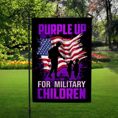 Purple Up for Military Children Awareness Retro American Flag - Garden House Flag