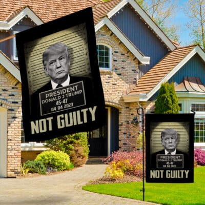 Alternative view of NOT Guilty Trump 2024 MAGA Flag - Free Trump I Stand With Trump House Flag