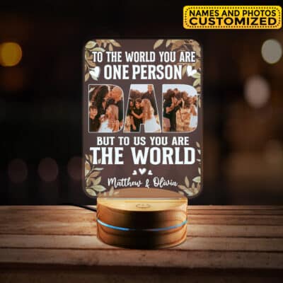Dad To The World You Are One Person Dad Photo Collage Night Light - Best Dad Gift LED Light