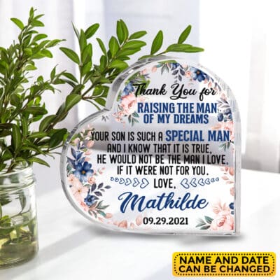 Alternative view of Personalized Thank You for Raising The Man of My Dreams Acrylic Plaque - Unique Mother of the Groom Gift