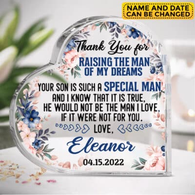 Personalized Thank You for Raising The Man of My Dreams Acrylic Plaque - Unique Mother of the Groom Gift