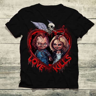 Love Kills Chucky and Tiffany Child's Play T-Shirt - Horror Character Movies Hoodie