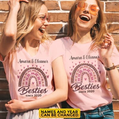 Alternative view of Personalized Besties Sisters T-Shirt - Custom Gift for Sister - Custom Name Besties Women Tee Shirt