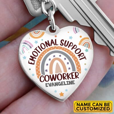 Personalized Emotional Support Coworker Heart Keychain - Coworker Keyring Gifts