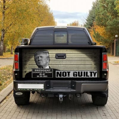 Trump Not Guilty Decal, Trump Supporters Gifts, Truck Tailgate Decal Sticker Wrap - Vinyl Graphic Decal Bumper Sticker